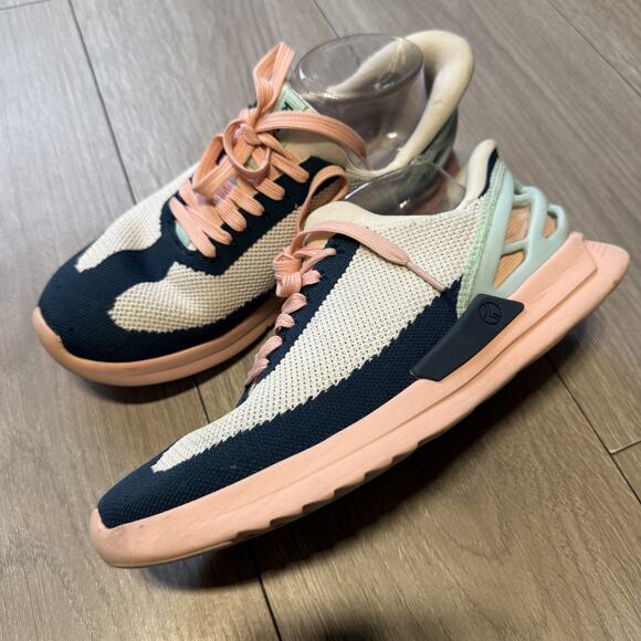 Kizik Womens Size 8.5 Men’s 7.5 SlipOn Hands-Free Sneakers Peach Cream Mint Knit - Picture 4 of 14